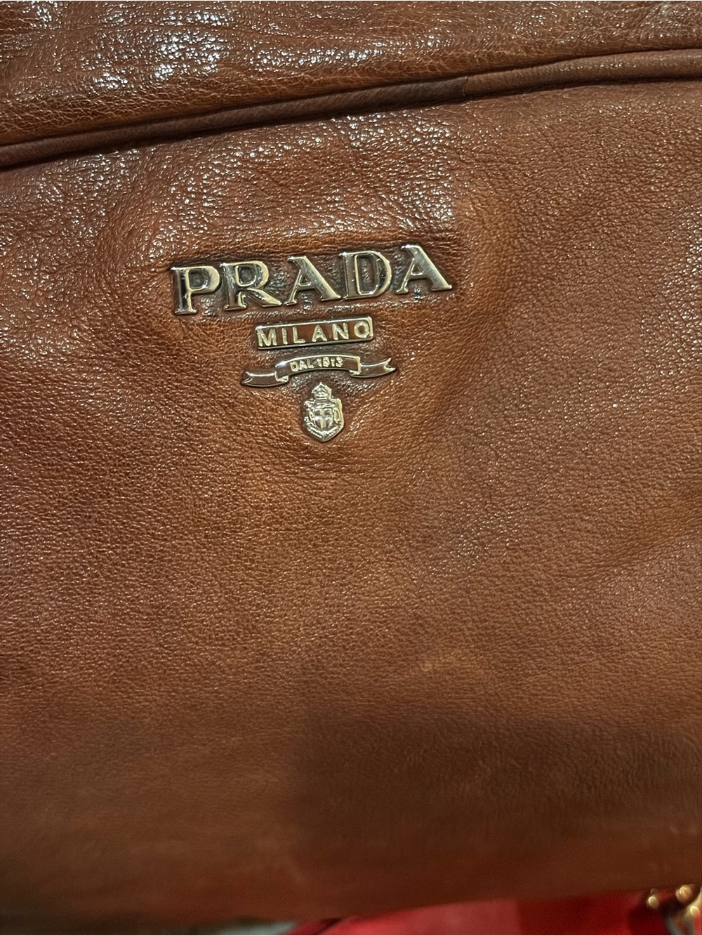 Prada Brown Leather Double-Handle Shoulder Bag - Picture 6 of 6